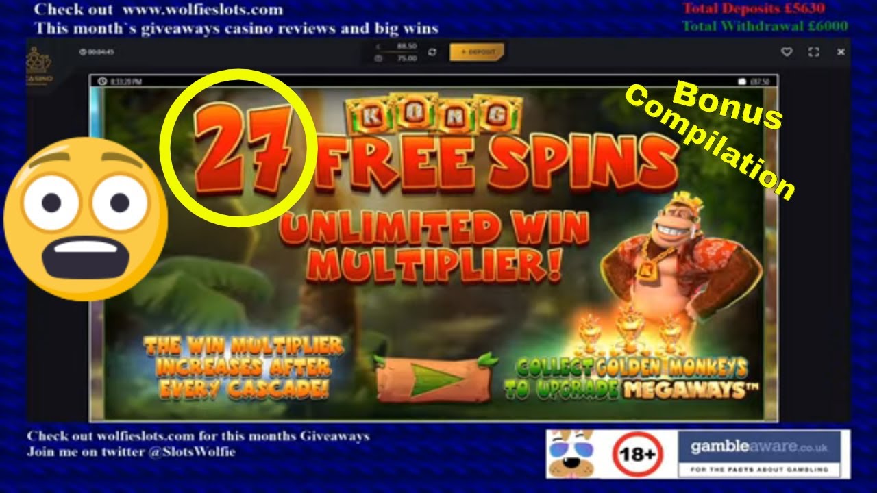 Online Slots Bonus Compilation Kong 27 spins Come on!! + April Giveaway