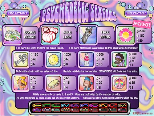 Psychedelic Sixties Paytable | i-Slots | Online Slots | USA Indian Casino Games Online