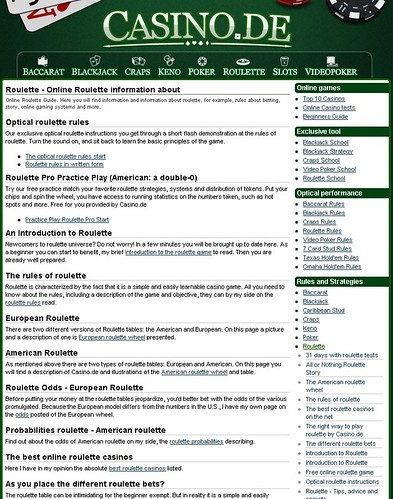 Online Roulette information
